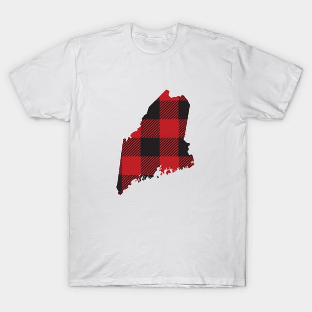 Maine State Flannel Plaid Design T-Shirt by DoctorWatsonDesigns